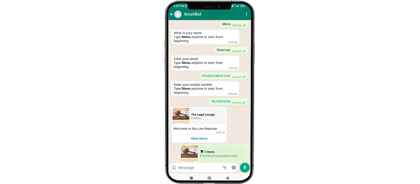 Leas collection using whatsapp chatbot